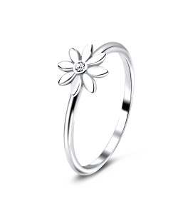 Flower Silver Ring with CZ Stone NSR-3234